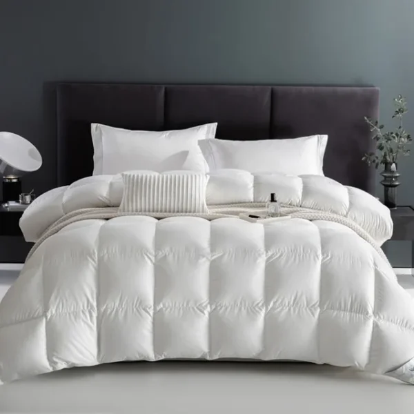 KDJEIKZ Winter Cotton Goose Down Quilt Five Star Hotel Duvet Super Soft Fluffy Queen King Experience the ultimate luxury and comfort with our Luxurious Winter Goose Down Quilt. Crafted from 100% cotton fabric and filled with luxurious white goose down, our quilt offers unmatched softness, warmth, and breathability.