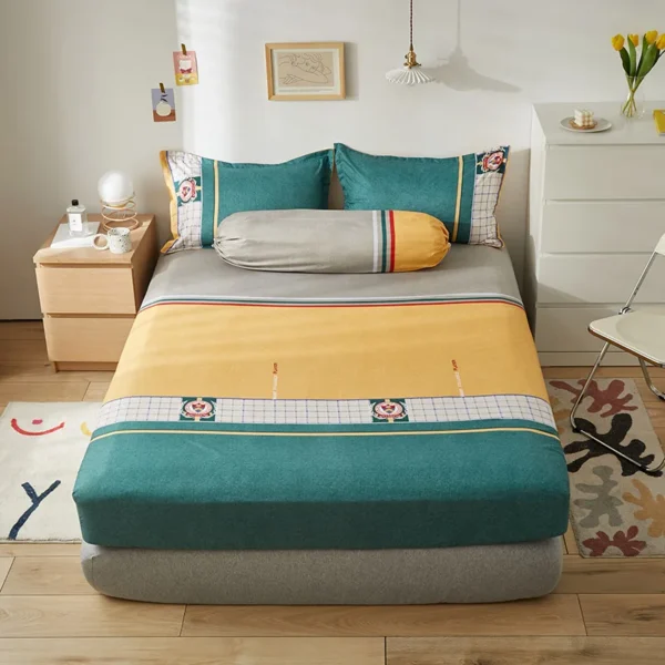 Kuup Bed Mattress Fitted sheet King Queen Size sheet All around Elastic Rubber Band Non slip 2 Elevate your sleep with our Kuup Cartoon Fitted Bed Sheet. Premium fabric, 300 thread count, charming patterns, snug fit for King & Queen mattresses.