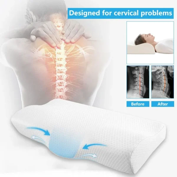 Memory Foam Bed Orthopedic Pillow Neck Protection Slow Rebound Memory Pillow Butterfly Shaped Health Cervical Neck 2 Experience blissful sleep with Memory Foam Bed Orthopedic Pillow. Butterfly-shaped design offers neck support and alleviates pressure points for restful nights