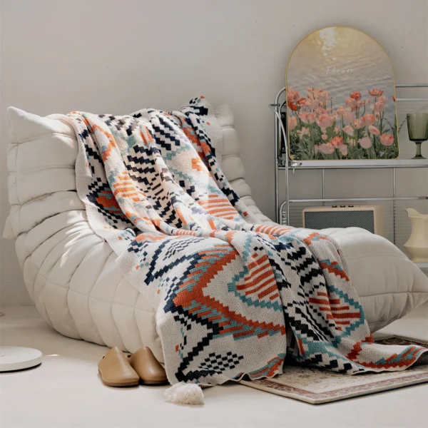 REGINA Brand Boho Geometric Design Balnkets Summer Thin Breathable Children Adult Bed Quilt Blanket Bohemian Decor Transform your space with our Boho Geometric Design Breathable Quilt Blanket Set. Crafted from 100% cotton, this versatile set offers customizable comfort