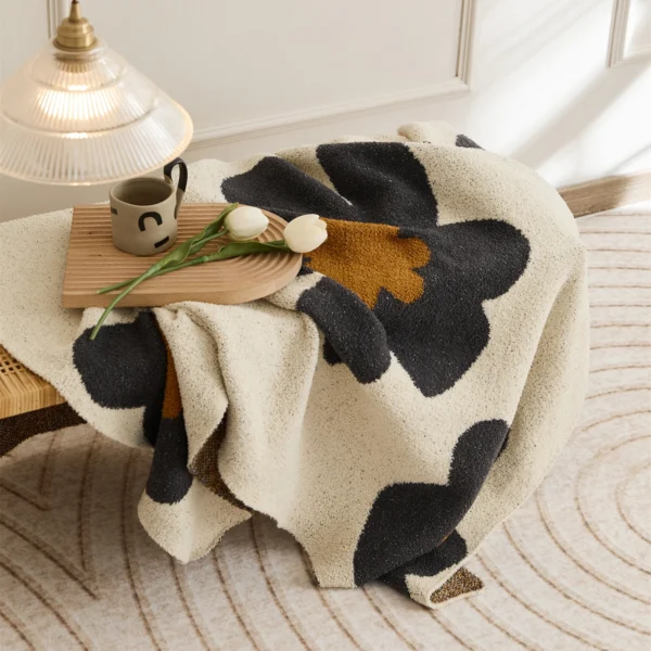 REGINA Brand Super Soft Cozy Floral Blanket Downy Hairy Fluufy Microfiber Knitted Throw Blanket For Bed 2 Indulge in ultimate coziness with our Super Soft Floral Microfiber Knitted Throw Blanket. Perfect for bed, sofa, or travel.