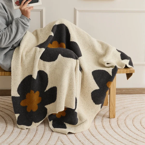 REGINA Brand Super Soft Cozy Floral Blanket Downy Hairy Fluufy Microfiber Knitted Throw Blanket For Bed 3 Indulge in ultimate coziness with our Super Soft Floral Microfiber Knitted Throw Blanket. Perfect for bed, sofa, or travel.