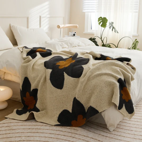 REGINA Brand Super Soft Cozy Floral Blanket Downy Hairy Fluufy Microfiber Knitted Throw Blanket For Bed Indulge in ultimate coziness with our Super Soft Floral Microfiber Knitted Throw Blanket. Perfect for bed, sofa, or travel.