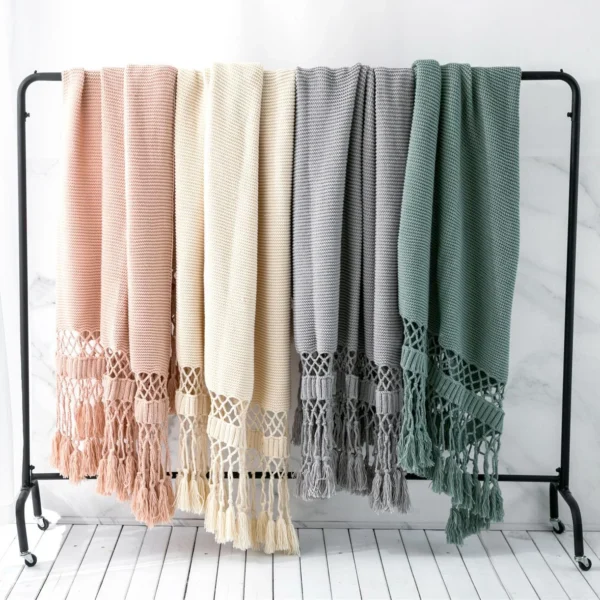 REGINA Brand Tassel Hollow out Bed Flag Runner Fluffy Weighted Chunky Knit Throw Blanket Home Decorative 1 Transform your home with Tassel Hollow-Out Bed Runner & Chunky Knit Throw combo. Crafted for comfort and style, elevate your space with unmatched luxury.