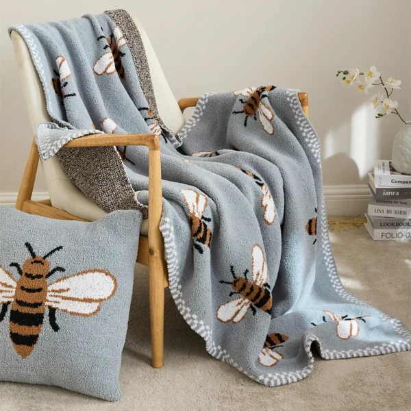 REGINA Kawaii Bee Pattern White Spot Edge Blanket Super Soft Cozy Chic Home Decor Bed Sofa 2 Elevate comfort on the go with Regina Kawaii Bee Pattern White Spot Edge Blanket. Cozy, chic, and perfect for home or travel.