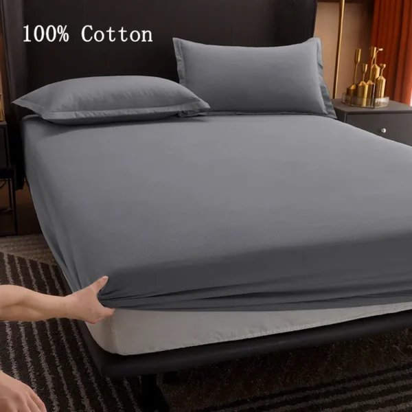 Solid color washable 100 cotton Mattress cover Anti slip fitted sheet for Single Double King Queen Elevate your experience with our Premium Cotton Anti-Slip Fitted Mattress Cover. Crafted from 100% cotton, it offers superior comfort and stability.