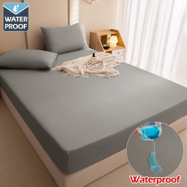 100 Waterproof Mattress Covers Protector Adjustable Non slip Bed Fitted Sheet With Elastic Band for Queen.jpg 640x640 7 Ensure your mattress stays clean and dry with our Adjustable Non-Slip Waterproof Mattress Topper. Featuring a 100% waterproof design and elastic band with adjustable fit for queen and king beds in various sizes.