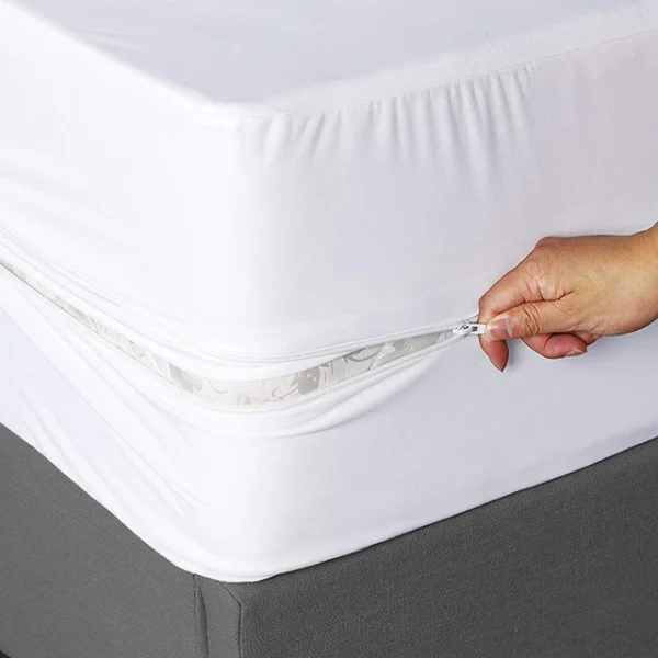 6 Sides Fully Enclosed Waterproof Mattress Cover with Zipper Dust proof Fitted Sheet for Double Protect your mattress from dust and spills with our Fully Enclosed Waterproof Mattress Cover. Featuring a zipper closure and designed for double beds, it offers complete protection for twin, full, queen, and king-size mattresses.