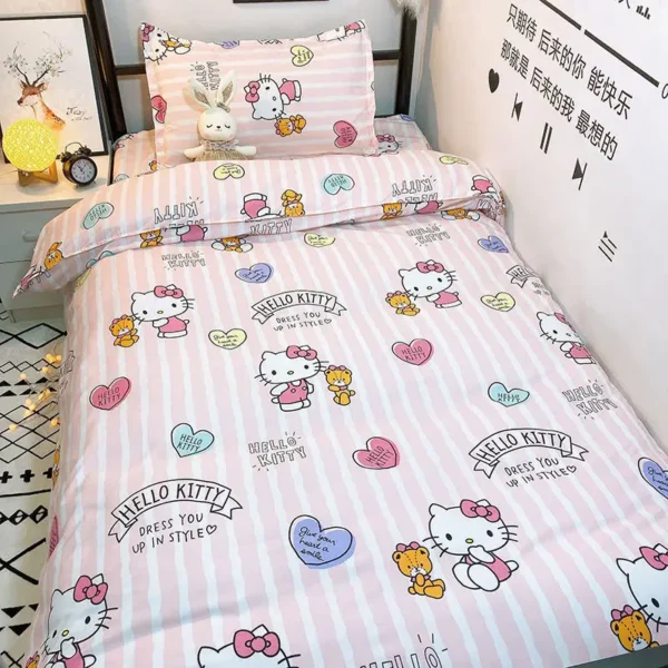 Sanrio Lovely HelloKitty 1 2m Three piece Princess Style Ins Bed Sheet Student Dormitory Single Bed 1 Bring charm to your student dormitory with this lovely princess style bedding set. Perfect for single beds, it includes a quilt cover and two bed sheets, adding a touch of sweetness to any dormitory bedroom.