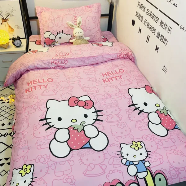 Sanrio Lovely HelloKitty 1 2m Three piece Princess Style Ins Bed Sheet Student Dormitory Single Bed Bring charm to your student dormitory with this lovely princess style bedding set. Perfect for single beds, it includes a quilt cover and two bed sheets, adding a touch of sweetness to any dormitory bedroom.