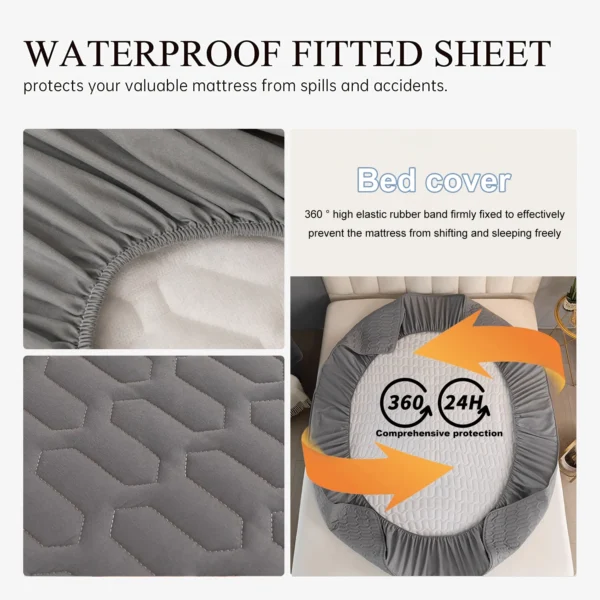 Waterproof Thicken Mattress Pad Protector Skin Friendly Durable Fitted Sheet Bed Cover Latex Mat Cover 150x200 4 Protect your mattress with our Waterproof Thicken Mattress Topper. This skin-friendly and durable fitted sheet-style cover features a latex mat cover design, available in sizes 150x200, 180x200, and 160x200.