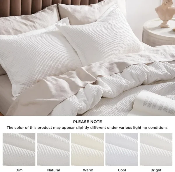 100 Cotton Waffle Weave Coconut White Duvet Cover Queen Size Soft and Breathable Queen Duvet Cover 3 Transform your bedroom into a serene sanctuary with our 100% Cotton Waffle Weave Coconut White Duvet Cover Queen Size. Crafted for comfort and style, this duvet cover set promises a restful night's sleep. Elevate your bedding experience effortlessly.