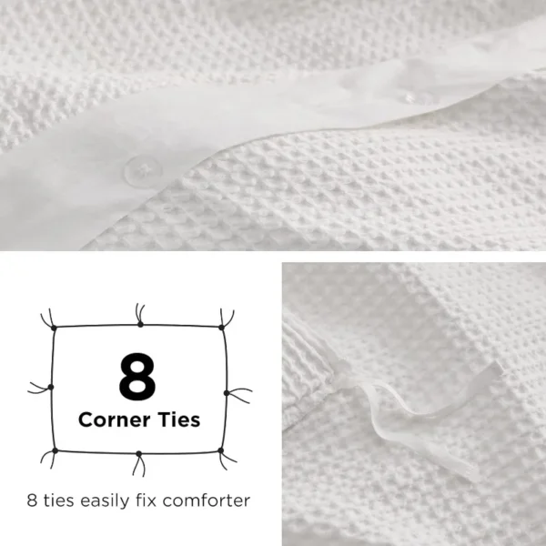 100 Cotton Waffle Weave Coconut White Duvet Cover Queen Size Soft and Breathable Queen Duvet Cover 4 Transform your bedroom into a serene sanctuary with our 100% Cotton Waffle Weave Coconut White Duvet Cover Queen Size. Crafted for comfort and style, this duvet cover set promises a restful night's sleep. Elevate your bedding experience effortlessly.