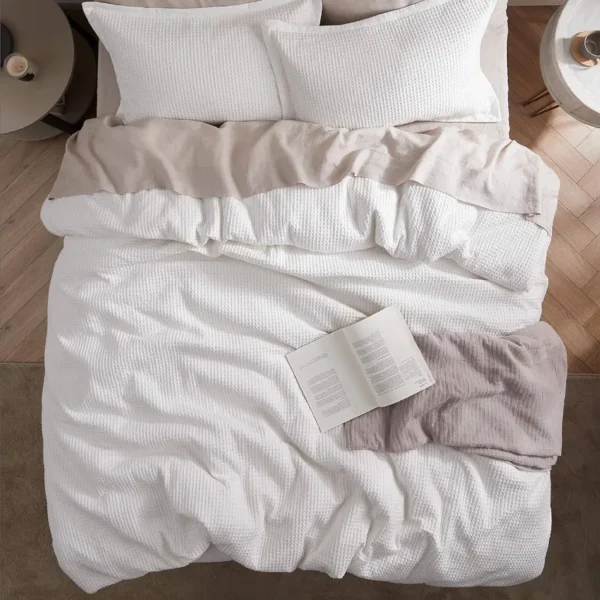 100 Cotton Waffle Weave Coconut White Duvet Cover Queen Size Soft and Breathable Queen Duvet Cover 5 Transform your bedroom into a serene sanctuary with our 100% Cotton Waffle Weave Coconut White Duvet Cover Queen Size. Crafted for comfort and style, this duvet cover set promises a restful night's sleep. Elevate your bedding experience effortlessly.